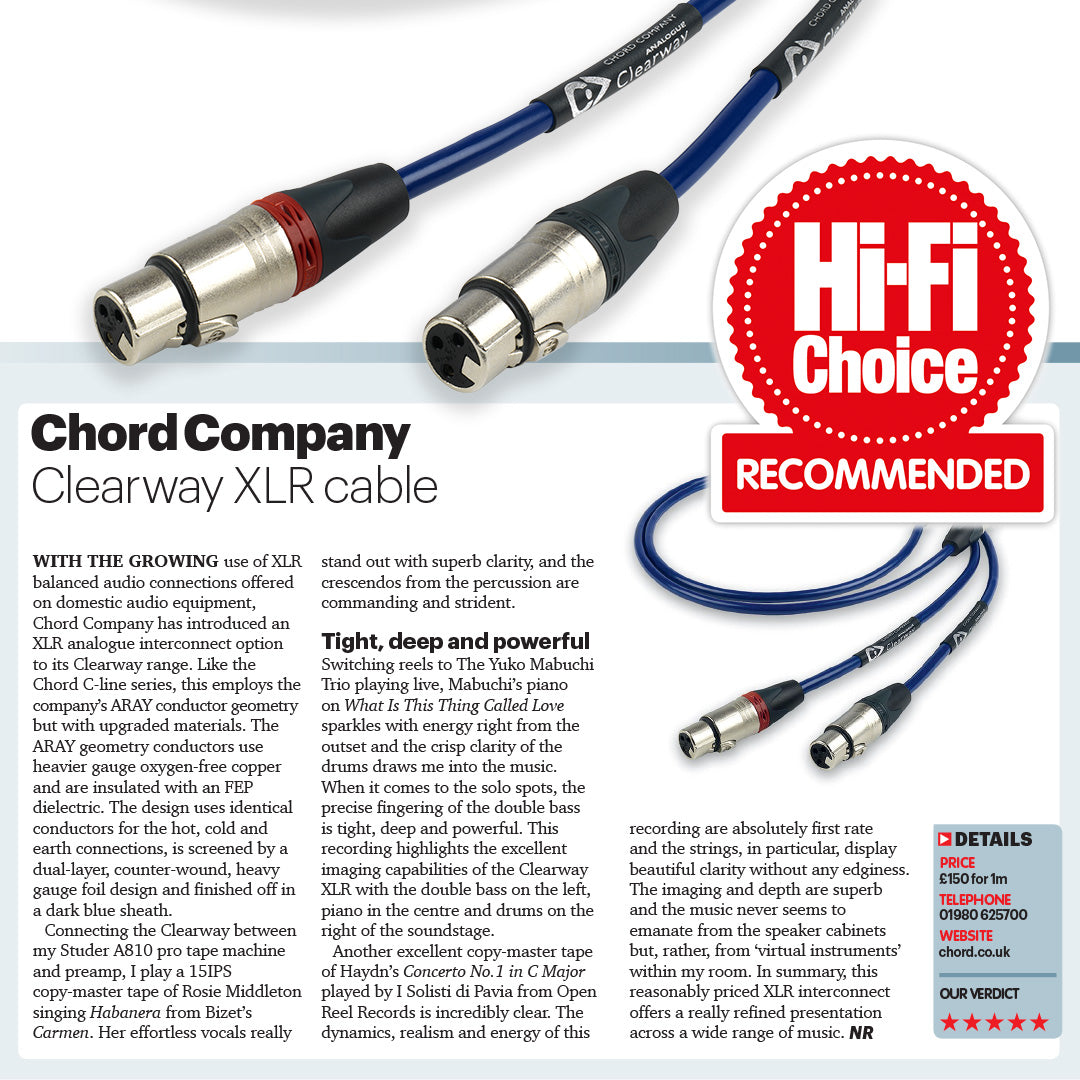 Original Chord Clearway XLR Balanced Analogue Interconnect